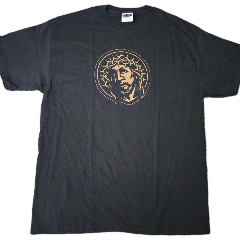 Vintage Poster Pop 2000s Y2K Jesus Christ Crown Of Thorns T Shirt Size L - Picture 1 of 5
